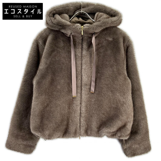 JGbyJUSGLITTY Jusglitty brown faux-fur double-zip hoodie jacket