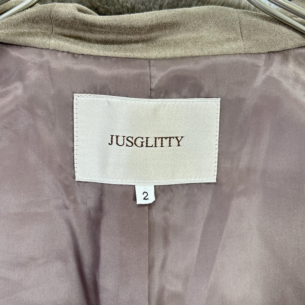 JGbyJUSGLITTY ジャスグリッティー ブラウン フェイクファー ダブルジップパーカー ジャケット