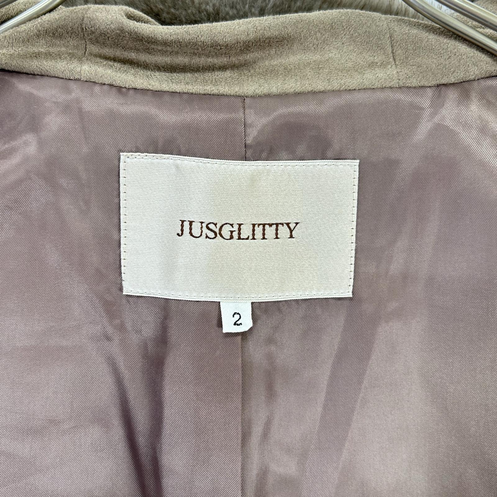 JGbyJUSGLITTY ジャスグリッティー ブラウン フェイクファー ダブルジップパーカー ジャケット