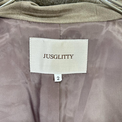 JGbyJUSGLITTY ジャスグリッティー ブラウン フェイクファー ダブルジップパーカー ジャケット