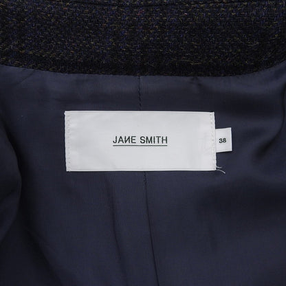 JANE SMITH ジェーンスミス チェック柄 ダブルブレストチェスターコート レディース ブラウン×ダークブルー 38 CO-＃103L コート