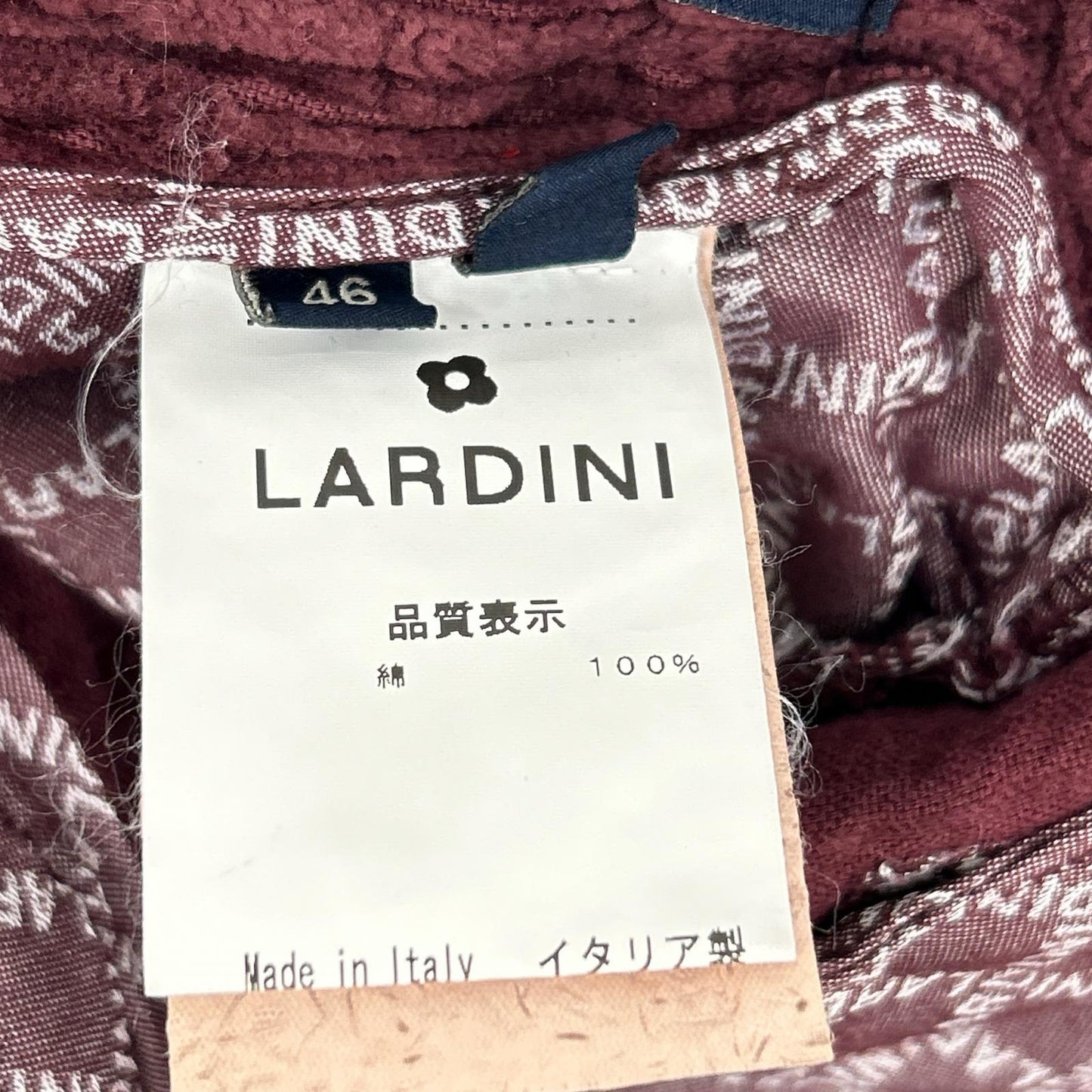 LARDINI ラルディーニ H-GIZA5 ボルドー パイルコーデュロイ テーパードパンツ ボトムス