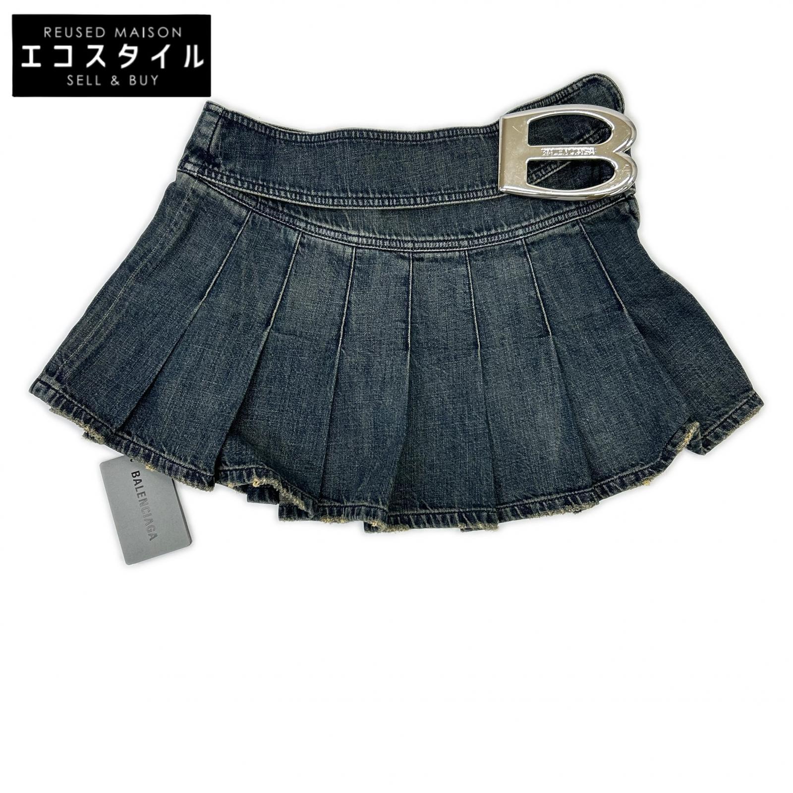 BALENCIAGA バレンシアガ 美品 国内正規 25FW 852329TTW76 FW25 Buckle Pleated skirt/バックルプリーティド スカート