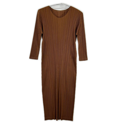 PLEATS PLEASE プリーツプリーズ 23SS PP31JH126 ブラウン ロングスリーブプリーツワンピース ワンピース