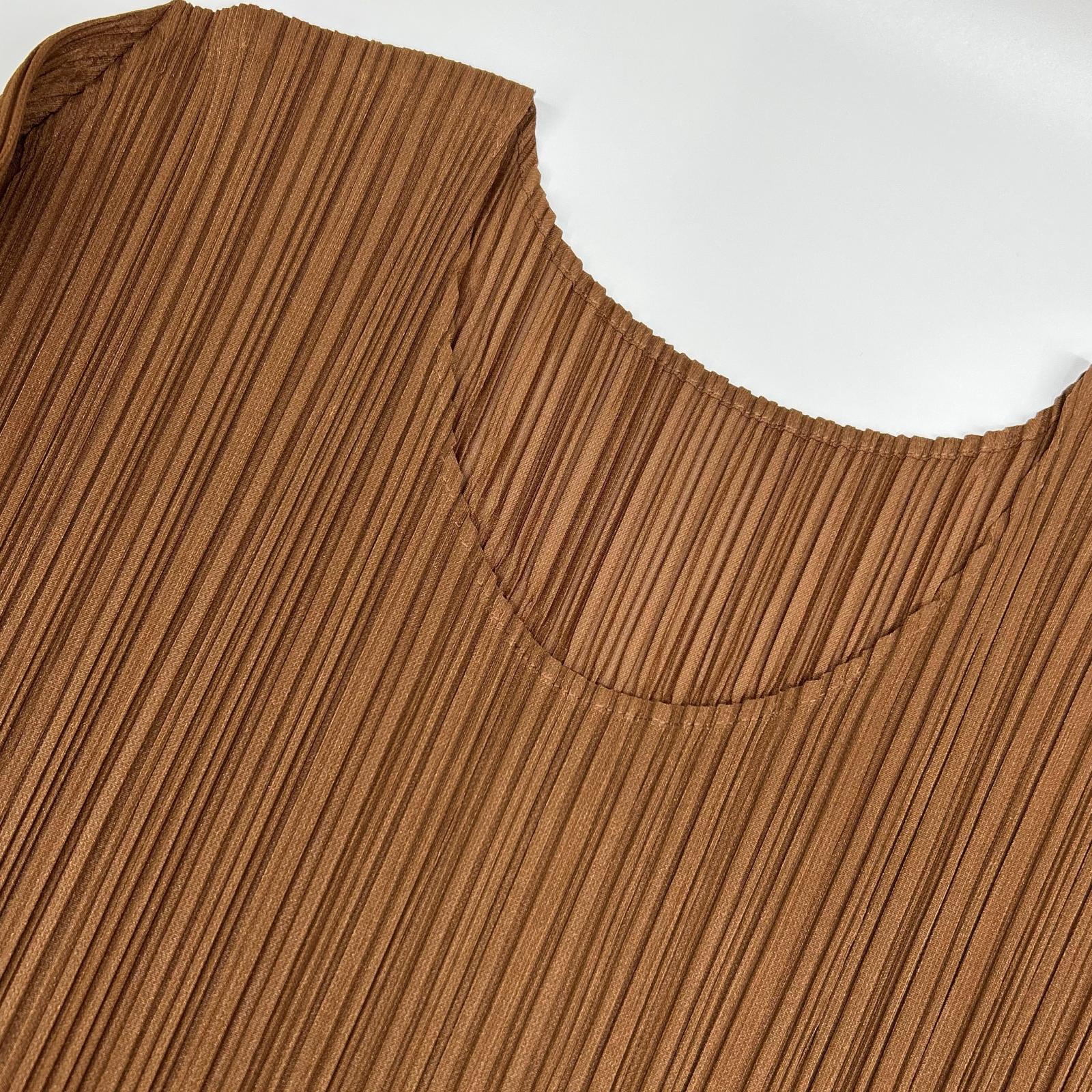 PLEATS PLEASE 三宅一生 23SS PP31JH126 棕色长袖褶皱连衣裙
