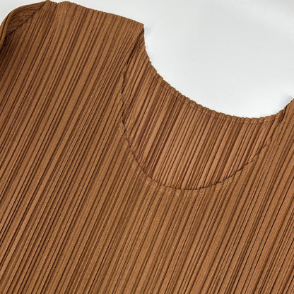 PLEATS PLEASE 三宅一生 23SS PP31JH126 棕色长袖褶皱连衣裙