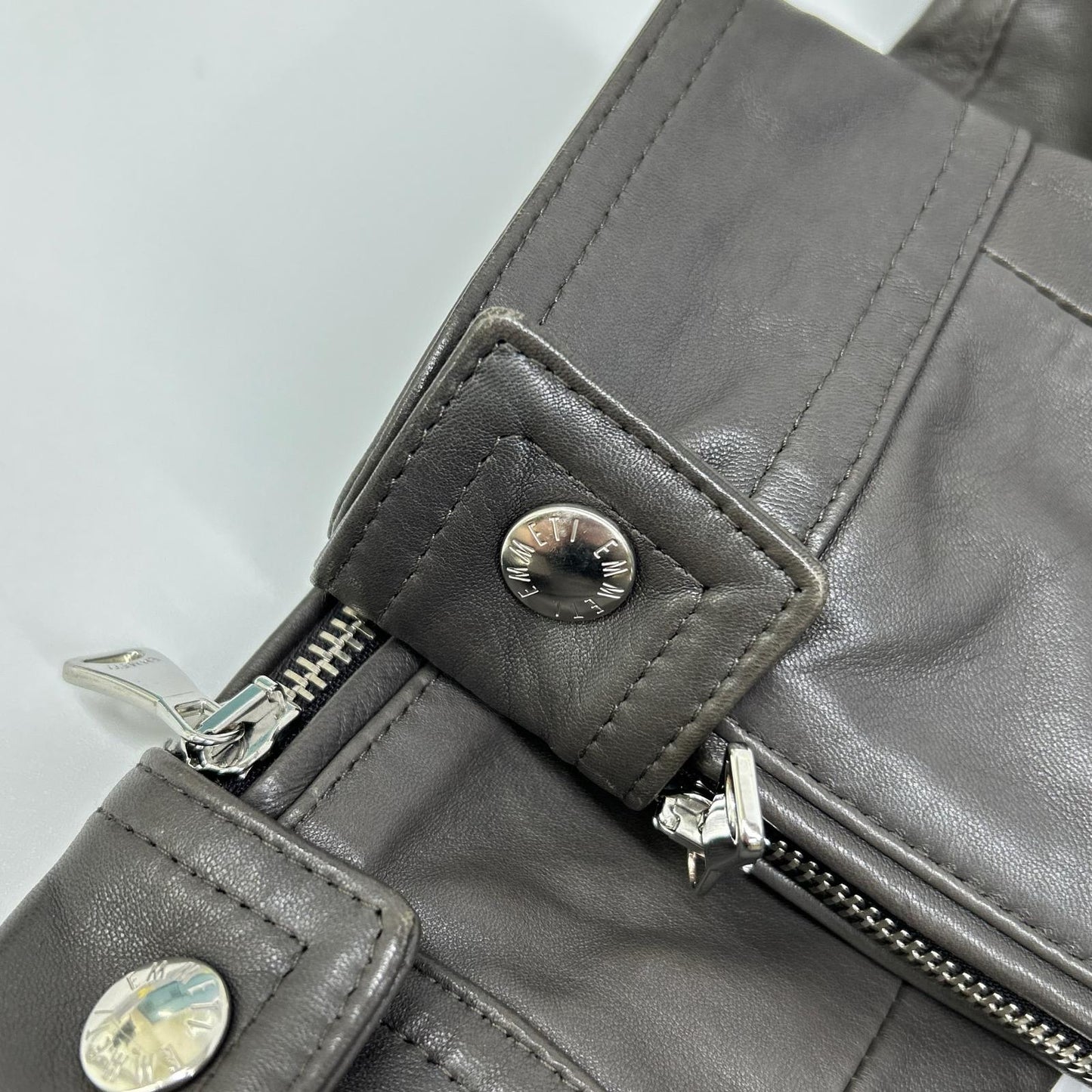 EMMETI エンメティー グレージュ ラムナッパレザー ANDREA 中綿 シングルライダースジャケット ジャケット