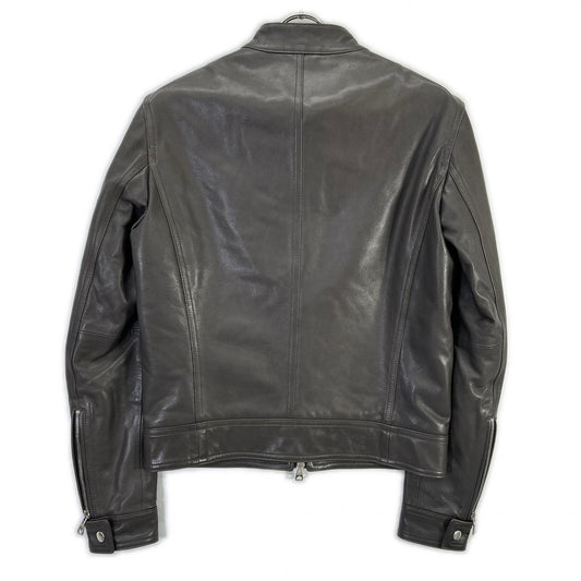 EMMETI Greige Lamb Nappa Leather Andrea Padded Single Rider's Jacket