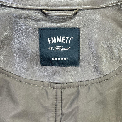 EMMETI 恩梅蒂 灰褐色 绵羊纳帕革 ANDREA 填充单排扣机车夹克 夹克