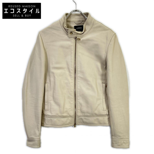 EMMETI Andrea White Lambskin Nappa Leather Padded Single Rider's Jacket