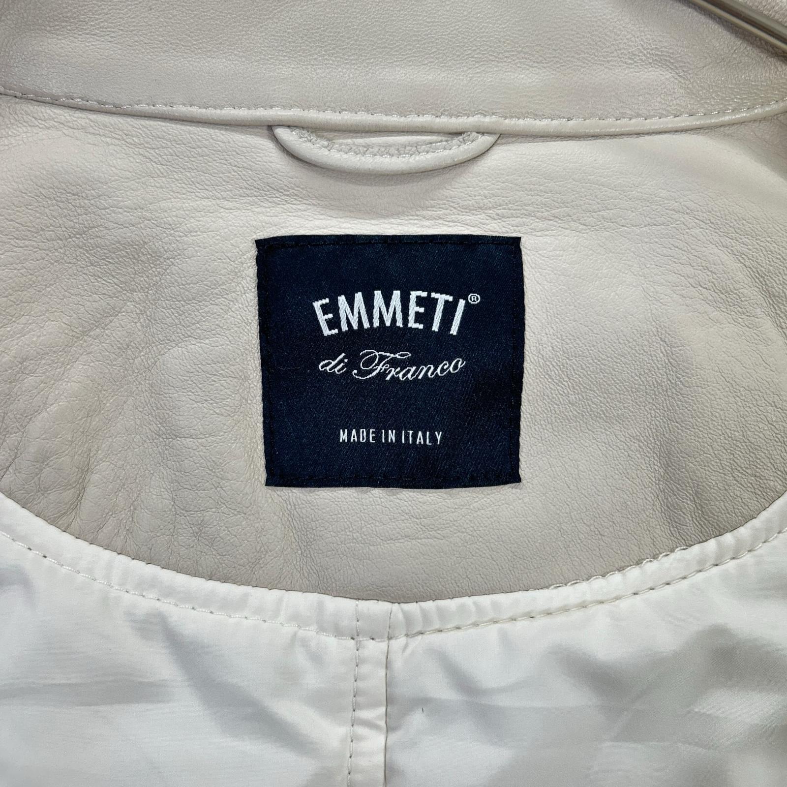 EMMETI エンメティー ホワイト ラムナッパレザー ANDREA 中綿 シングルライダースジャケット ジャケット