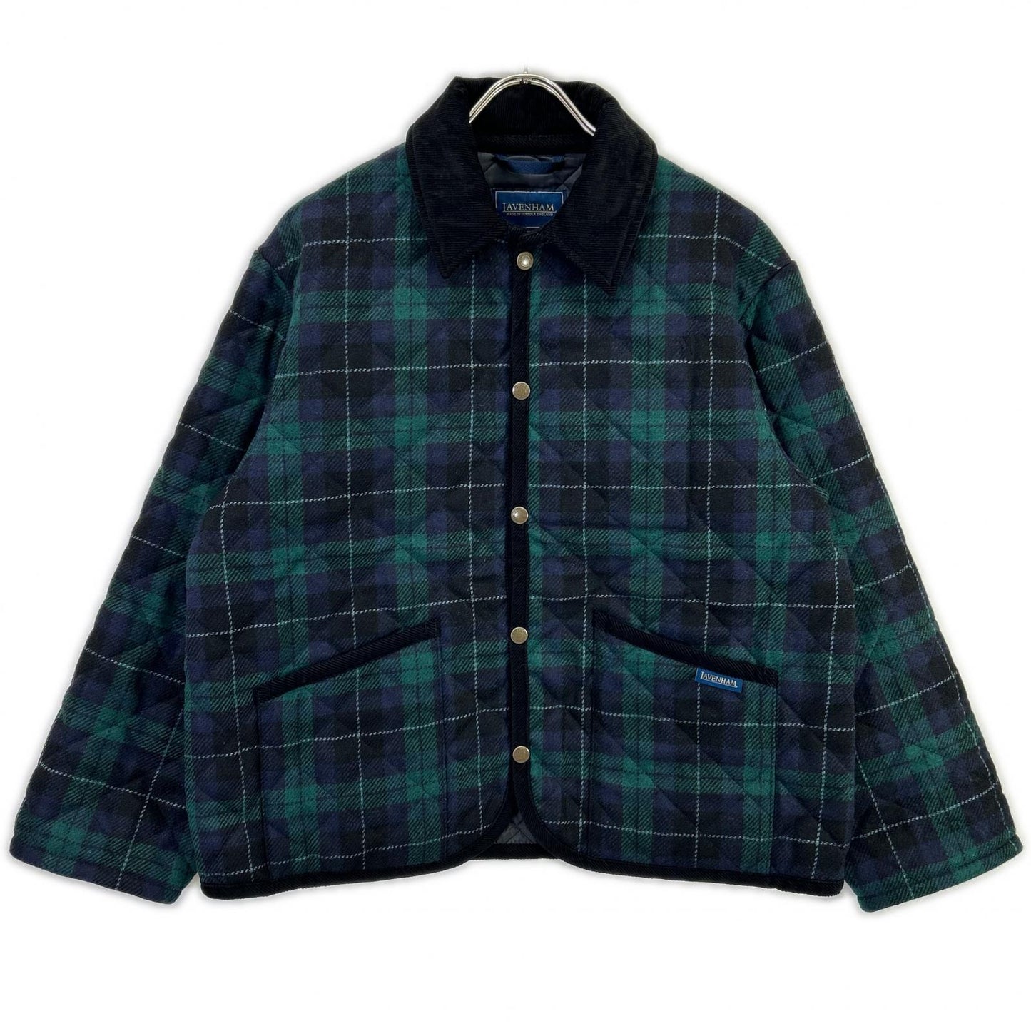 LAVENHAM ラベンハム LV12175 J51 TEYNHAM/テイナム ネイビー×グリーン ウール 襟コーデュロイ ブラックウォッチ ダイヤキルティングジャケット ジャケット