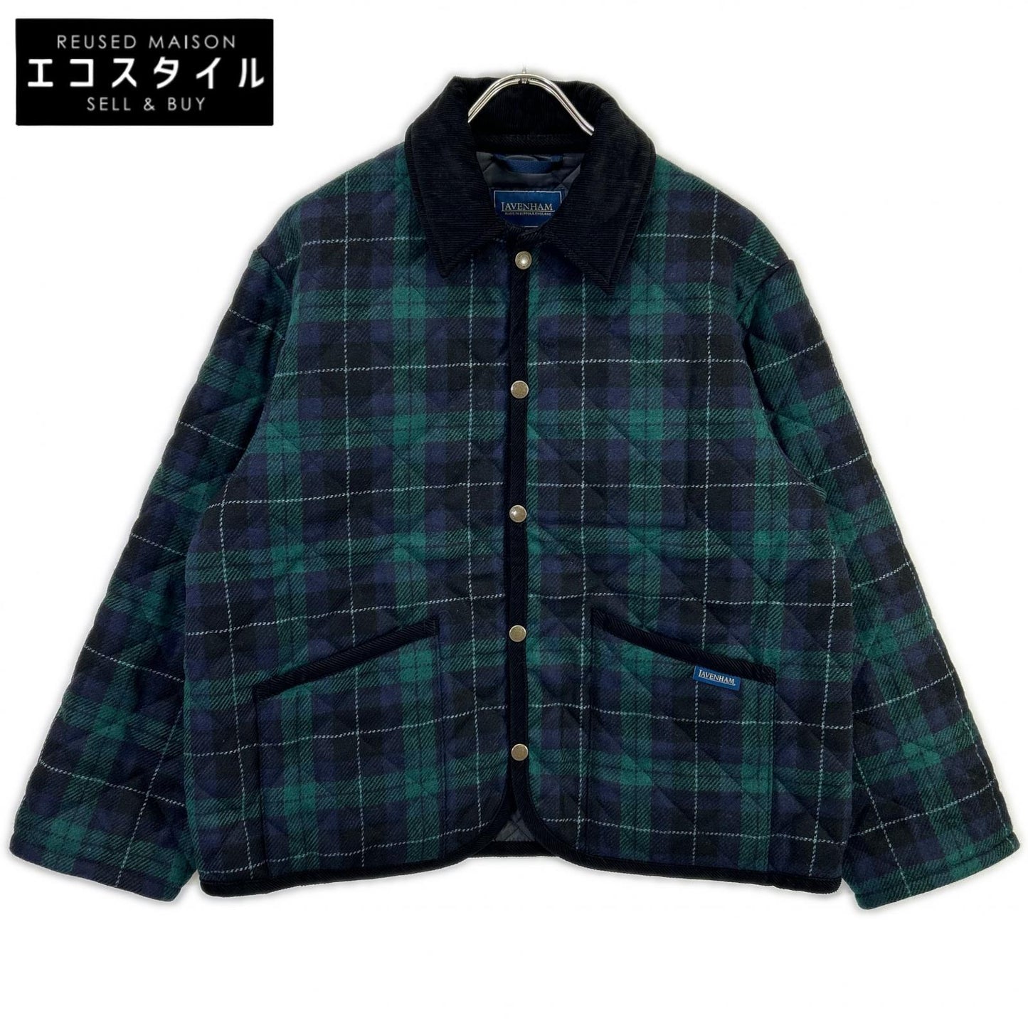 LAVENHAM 拉文汉姆 LV12175 J51 TEYNHAM/泰纳姆 海军蓝×绿色 羊毛 灯芯绒衣领 黑格纹 菱格绗缝夹克 夹克