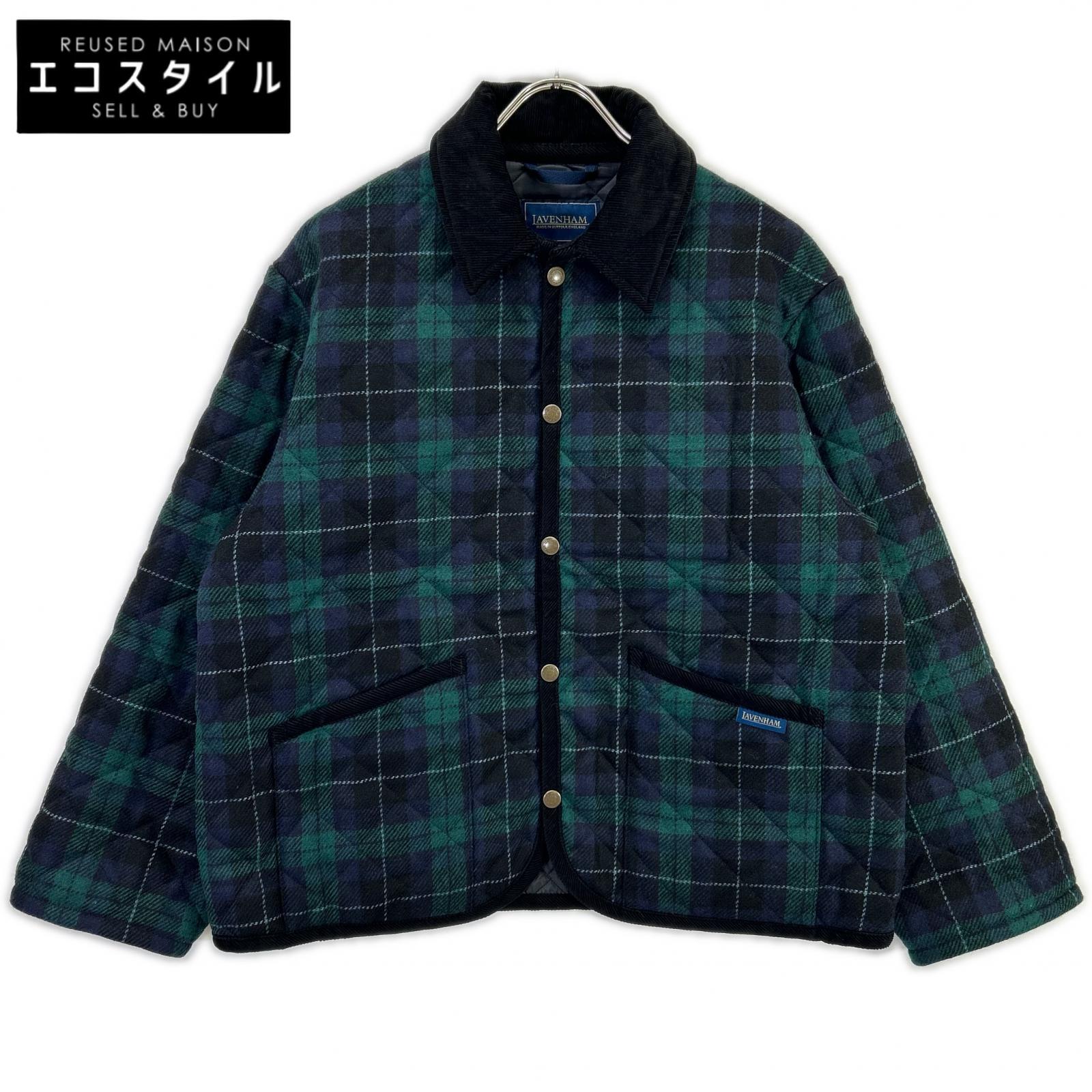LAVENHAM 拉文汉姆 LV12175 J51 TEYNHAM/泰纳姆 海军蓝×绿色 羊毛 灯芯绒衣领 黑格纹 菱格绗缝夹克 夹克