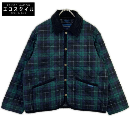 LAVENHAM 拉文汉姆 LV12175 J51 TEYNHAM/泰纳姆 海军蓝×绿色 羊毛 灯芯绒衣领 黑格纹 菱格绗缝夹克 夹克
