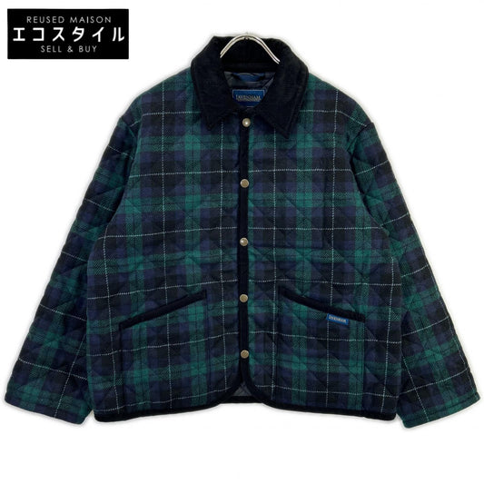 LAVENHAM 拉文汉姆 LV12175 J51 TEYNHAM/泰纳姆 海军蓝×绿色 羊毛 灯芯绒衣领 黑格纹 菱格绗缝夹克 夹克