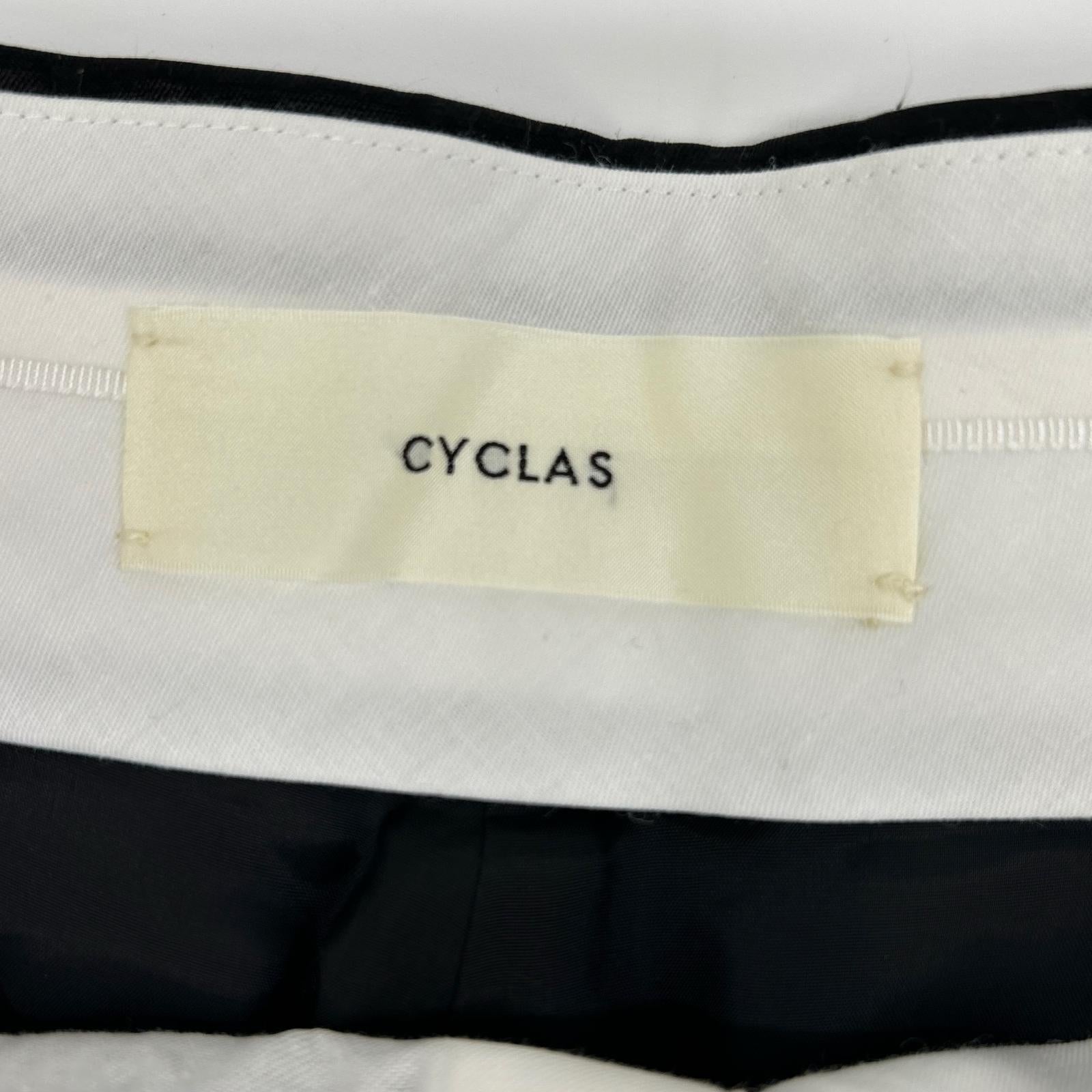 CYCLAS 西克拉斯 R04-62028 黑色 亚麻×醋酸纤维 多褶高腰阔腿裤 下装
