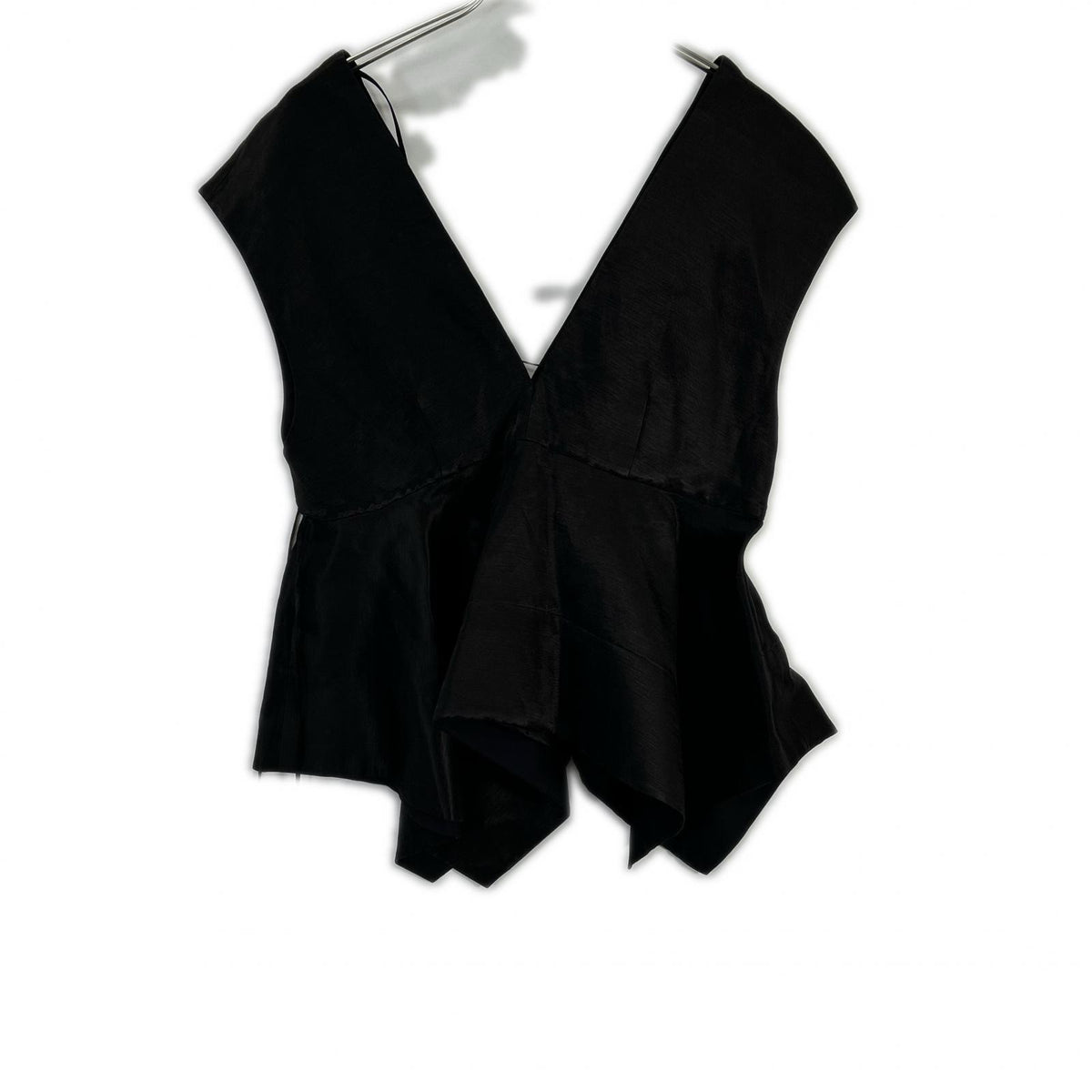 CYCLAS Cyclas R04-82017 black linen-acetate V-neck vest pullover top