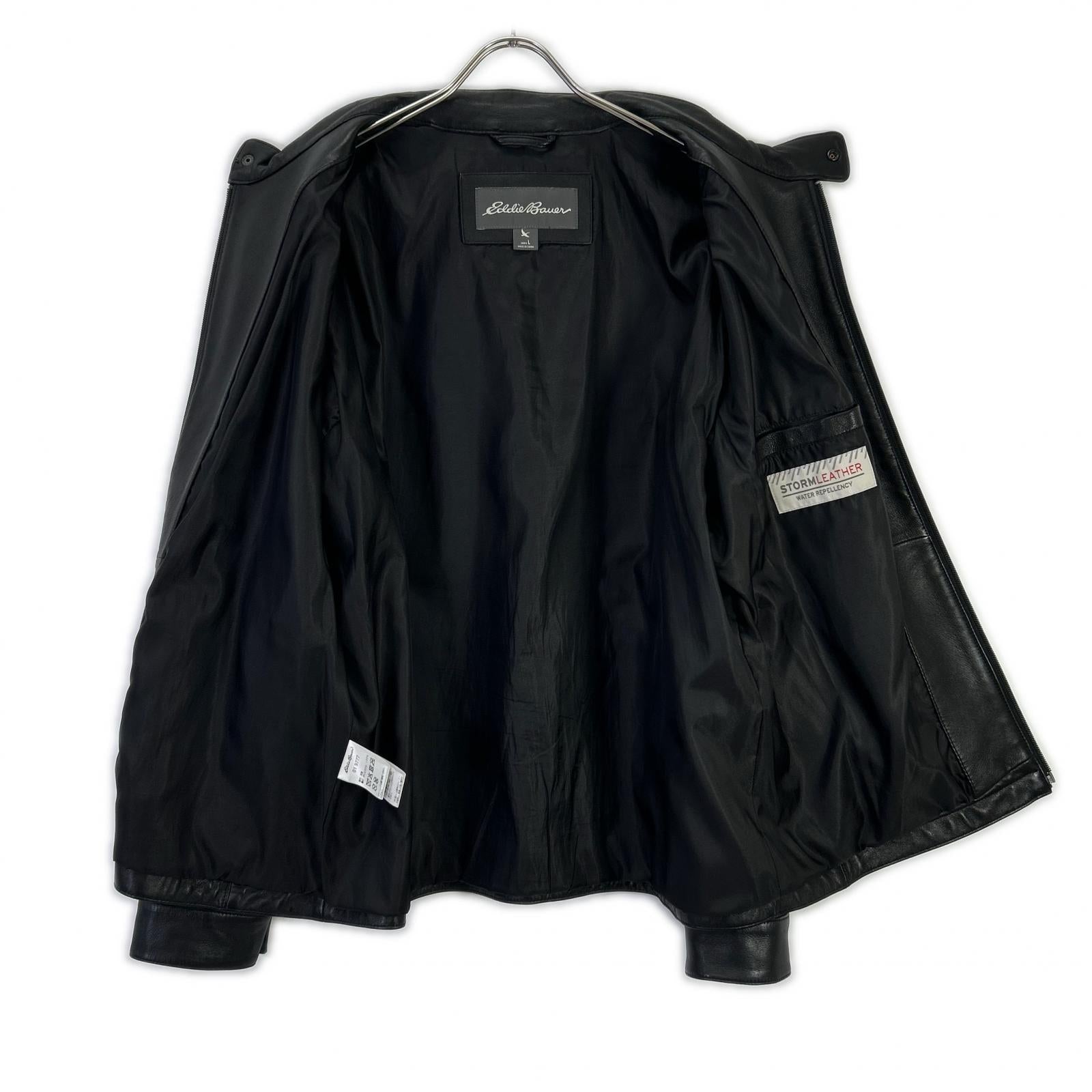 Eddie Bauer 艾迪·鲍尔 黑色 绵羊皮 单排扣机车夹克 夹克