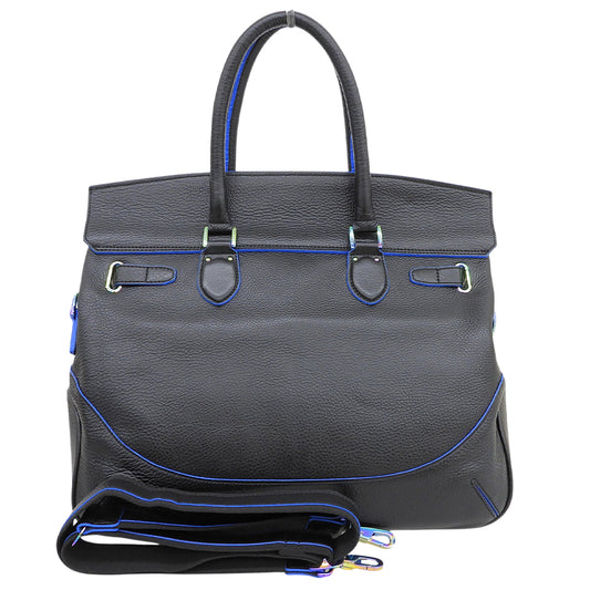 PELLE MORBIDA Shrink Leather Copenhagen 2-Way Boston Bag for Women Black 24SS PMO-MB026NH Boston Bag