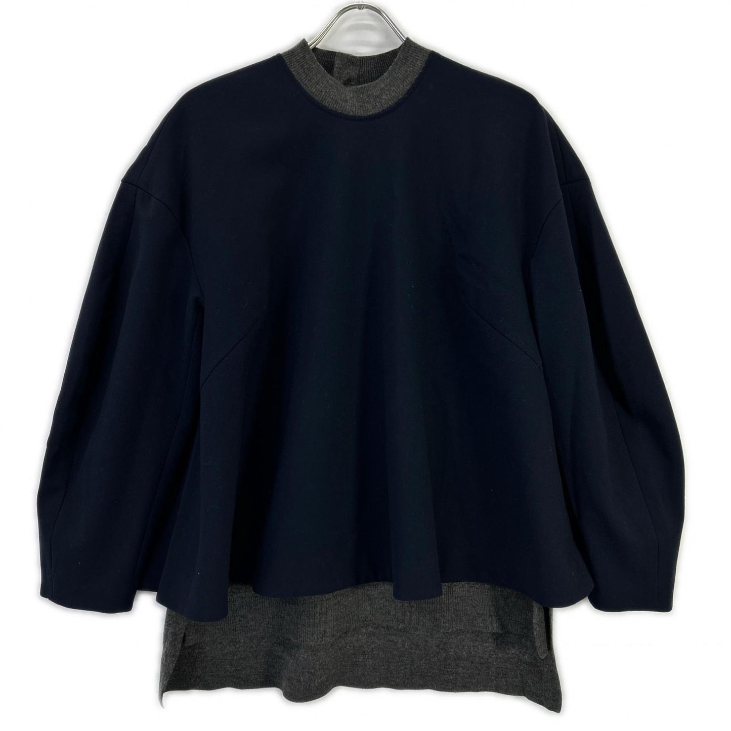 ENFOLD エンフォルド 300GA230-1400 ネイビー×グレー KNIT-LAYERED PULLOVER トップス