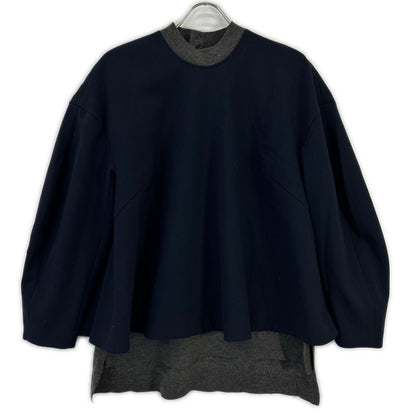 ENFOLD エンフォルド 300GA230-1400 ネイビー×グレー KNIT-LAYERED PULLOVER トップス