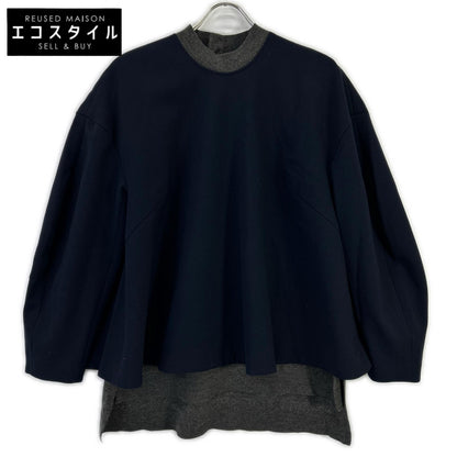 ENFOLD エンフォルド 300GA230-1400 ネイビー×グレー KNIT-LAYERED PULLOVER トップス