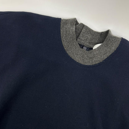 ENFOLD エンフォルド 300GA230-1400 ネイビー×グレー KNIT-LAYERED PULLOVER トップス