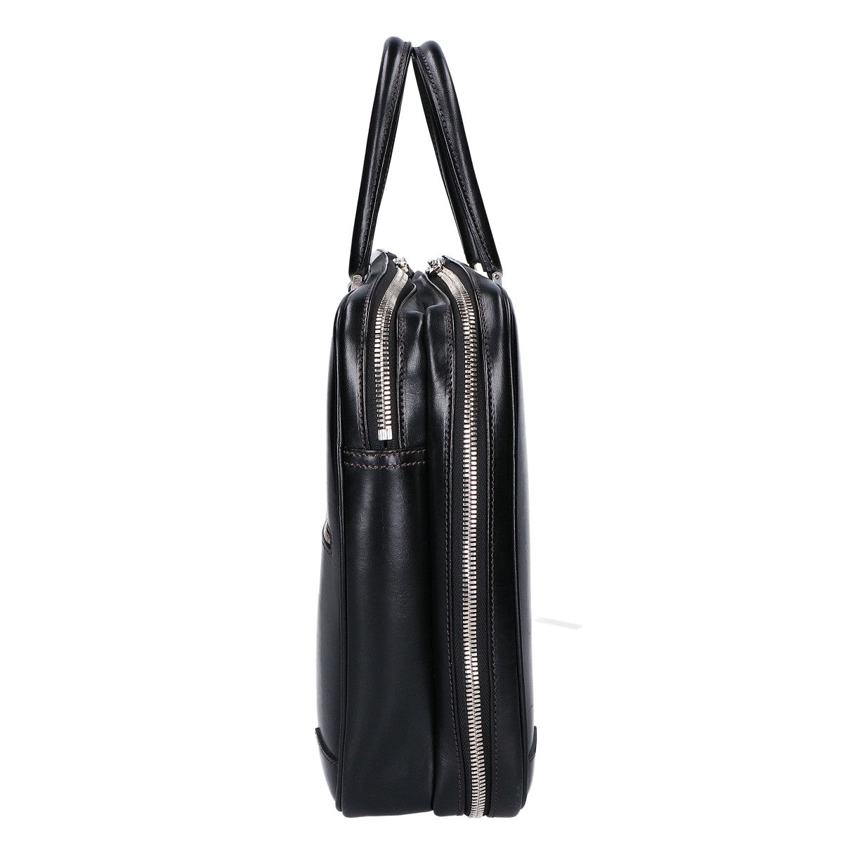 WEBBER Black Saddle Pull-up Tannin-Tanned Double Gusset Business Briefcase Business Bag - Men's
