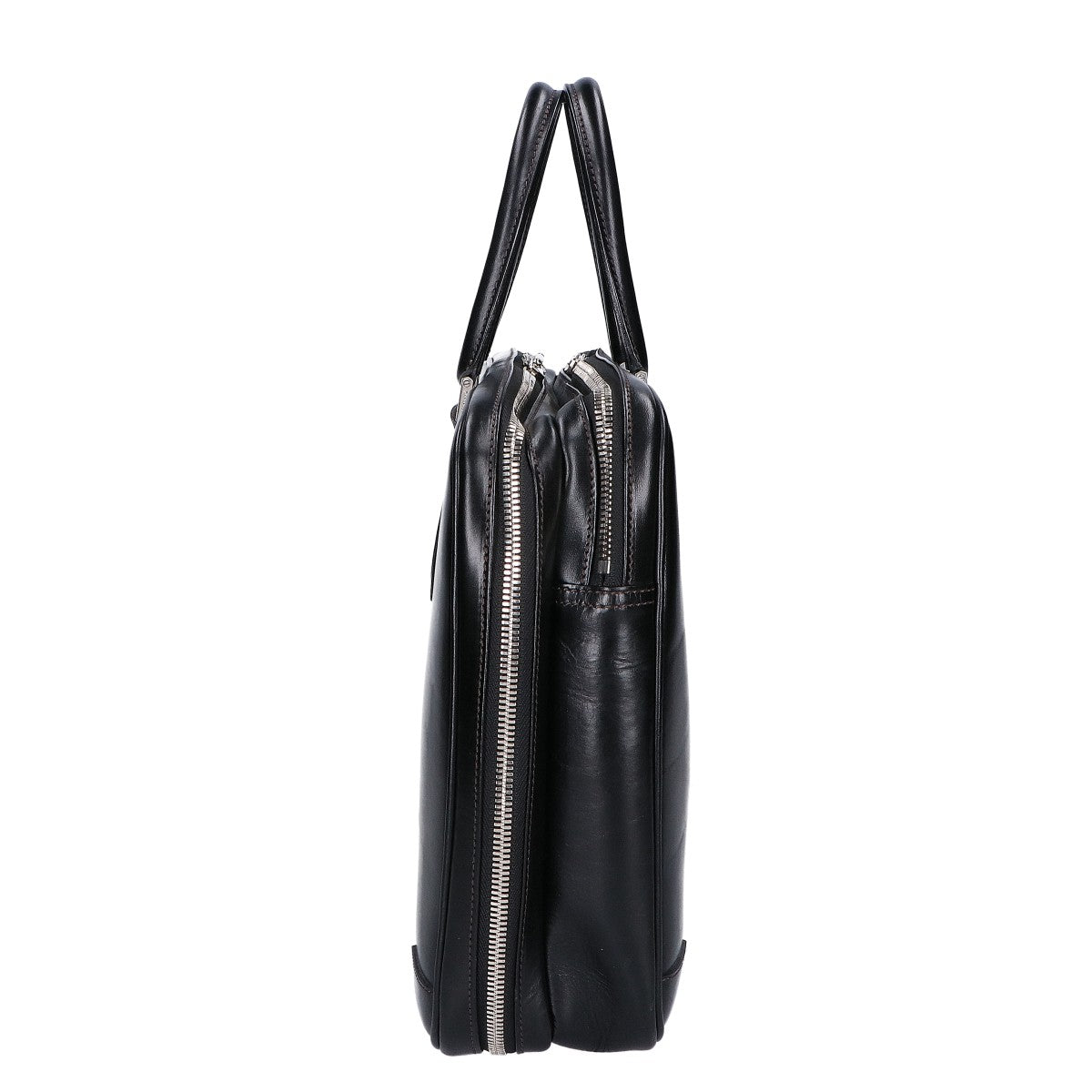 WEBBER Black Saddle Pull-up Tannin-Tanned Double Gusset Business Briefcase Business Bag - Men's