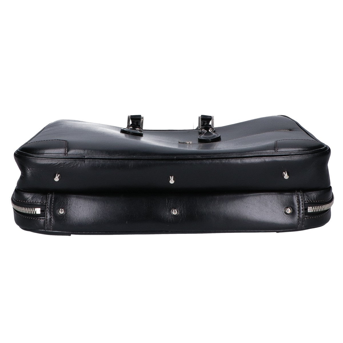 WEBBER Black Saddle Pull-up Tannin-Tanned Double Gusset Business Briefcase Business Bag - Men's