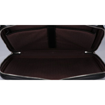 WEBBER Black Saddle Pull-up Tannin-Tanned Double Gusset Business Briefcase Business Bag - Men's