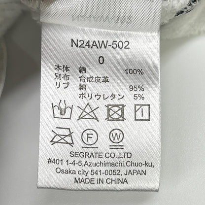 NKNIT 24AW N24-AW502 Light Gray x Navy Cotton/Leather Heart Pattern Pullover Sweat Top