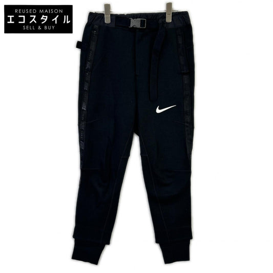 NIKE x sacai CZ4698-010 Black Cotton-Blend Side Logo Tape Belted Tech Fleece Easy Sweatpants Bottoms