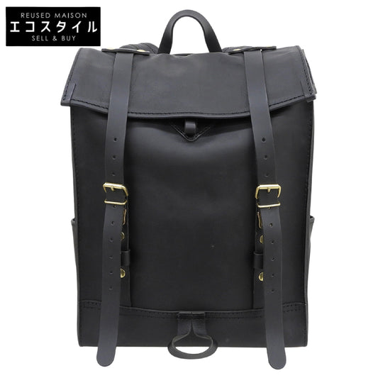 HERZ Leather Rolltop Backpack Rucksack Daypack Men's Black R-19