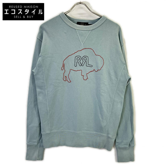 RRL ダブルアールエル 782858269001 ブルー ガーメントダイフェード バイソンロゴ刺繍 DOUBLE V SWEAT SHIRT/スウェットプルオーバー トップス