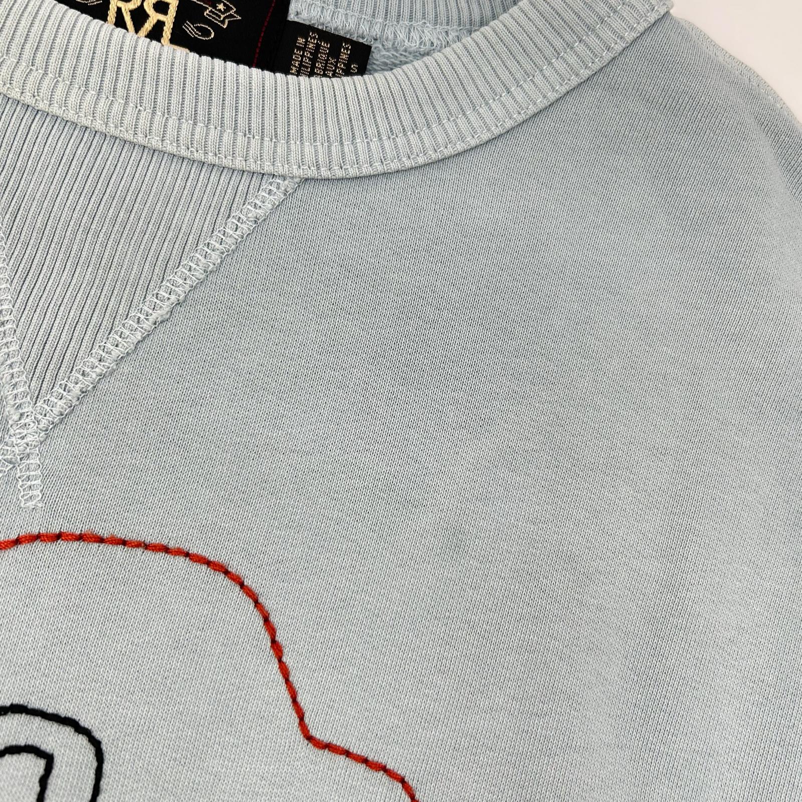 RRL ダブルアールエル 782858269001 ブルー ガーメントダイフェード バイソンロゴ刺繍 DOUBLE V SWEAT SHIRT/スウェットプルオーバー トップス