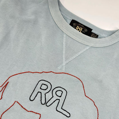 RRL 双R标 782858269001 蓝色 成衣染色褪色 野牛徽标刺绣 DOUBLE V 卫衣/套头衫 上衣