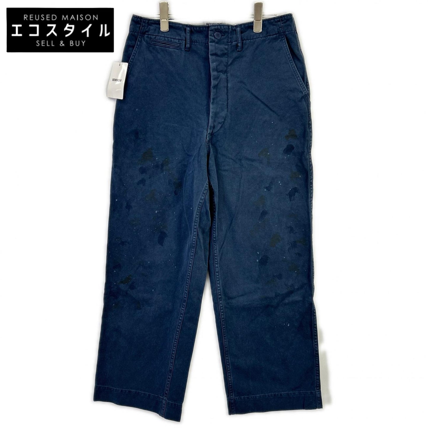 BOWWOW 巴奥乌 24AW BW242-WTD 复古做旧海军蓝 泼漆工艺军式斜纹工装裤/WORK TROUSERS DUSTY 下装