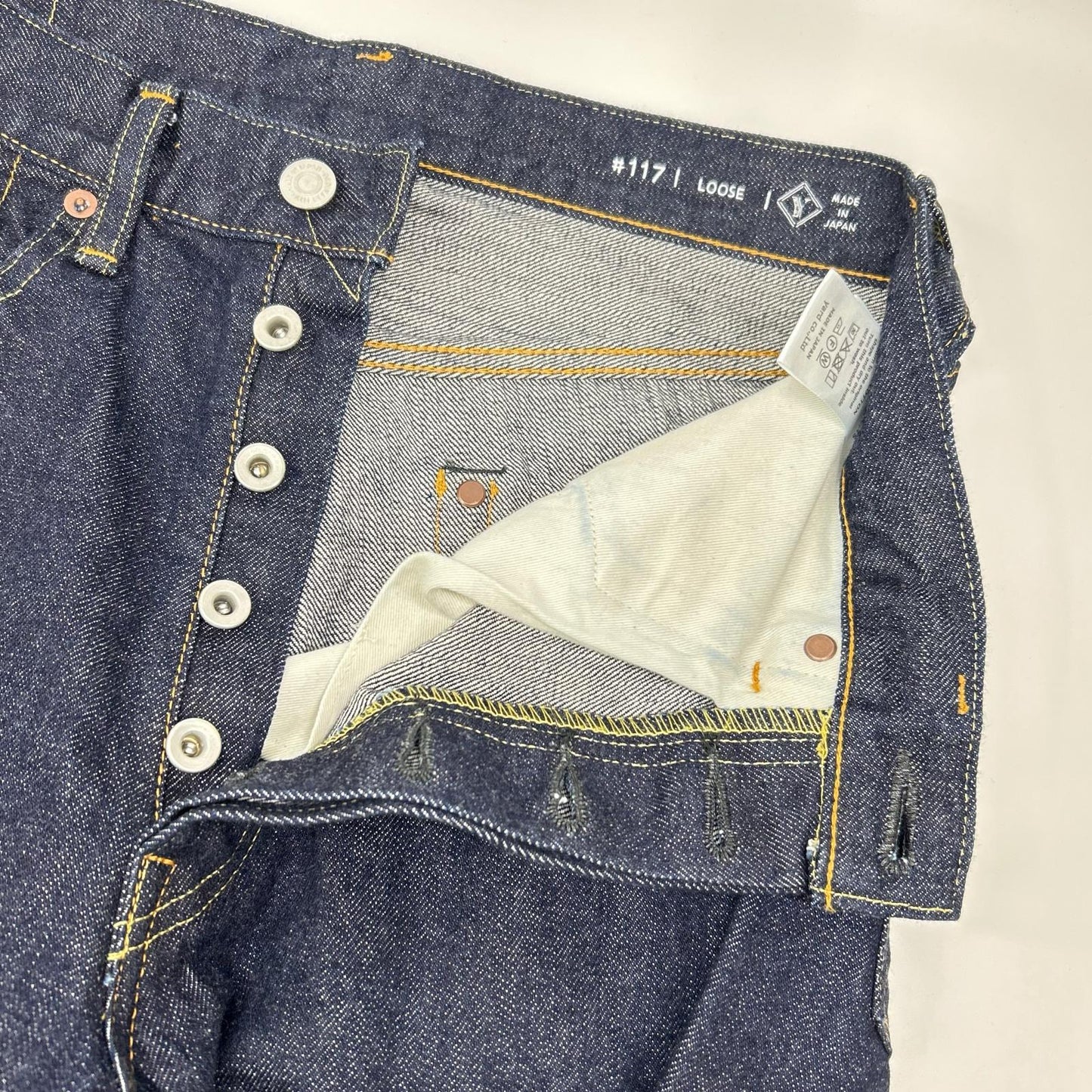 Ordinary fits オーディナリーフィッツ 117 TYPE LOOSE 原色丹宁水洗宽松纽扣牛仔裤 14盎司赤耳丹宁牛仔裤 下装