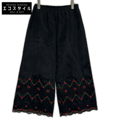 tricotCOMMEdesGARCONS トリココムデギャルソン TB-P004 ブラック フラワー刺繍 シアーワイドパンツ ボトムス