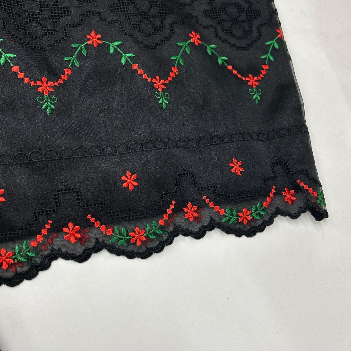 tricotCOMMEdesGARCONS トリココムデギャルソン TB-P004 ブラック フラワー刺繍 シアーワイドパンツ ボトムス