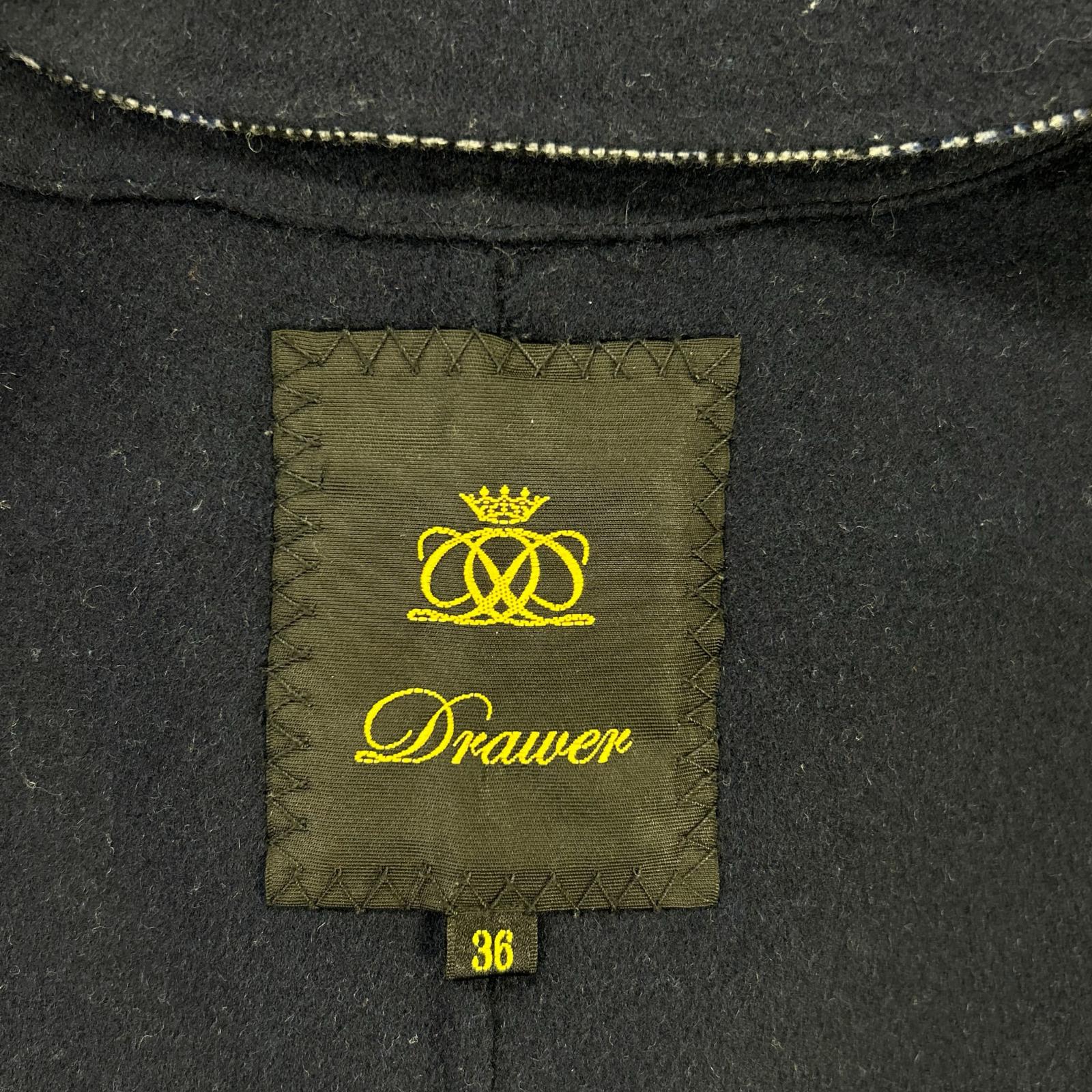 DRAWER Drawer 6525-234-0714 灰色 格纹 羊绒混纺羊毛连帽系带大衣 大衣
