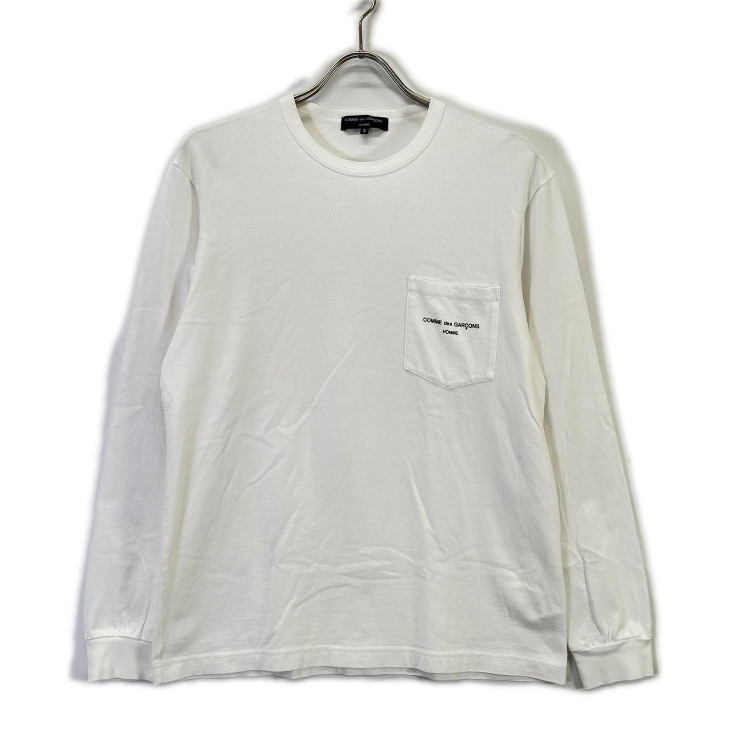 COMMEdesGARCONS HOMME コムデギャルソンオム HI-T010 22SS ホワイト ロゴプリントワンポケットLSカットソー トップス