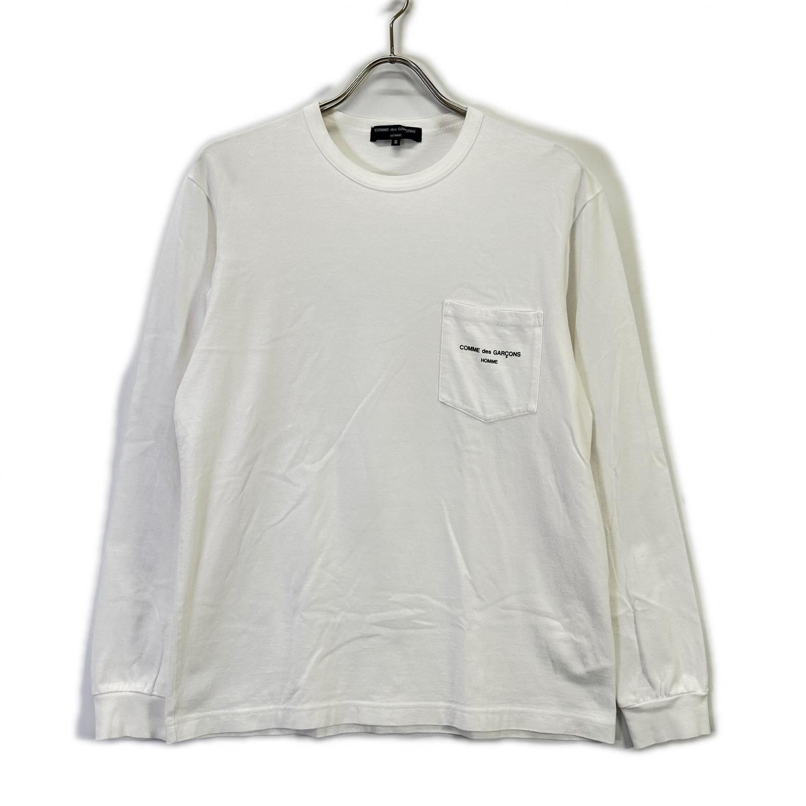 COMMEdesGARCONS HOMME コムデギャルソンオム HI-T010 22SS ホワイト ロゴプリントワンポケットLSカットソー トップス