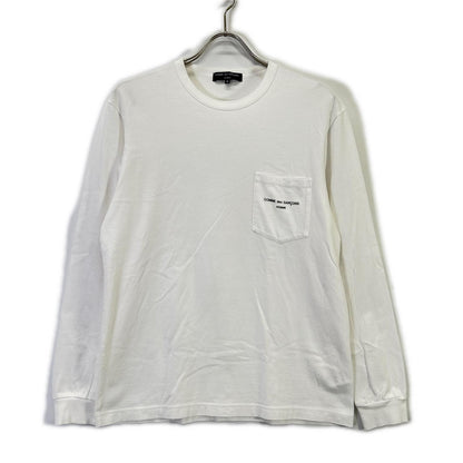 COMMEdesGARCONS HOMME コムデギャルソンオム HI-T010 22SS ホワイト ロゴプリントワンポケットLSカットソー トップス