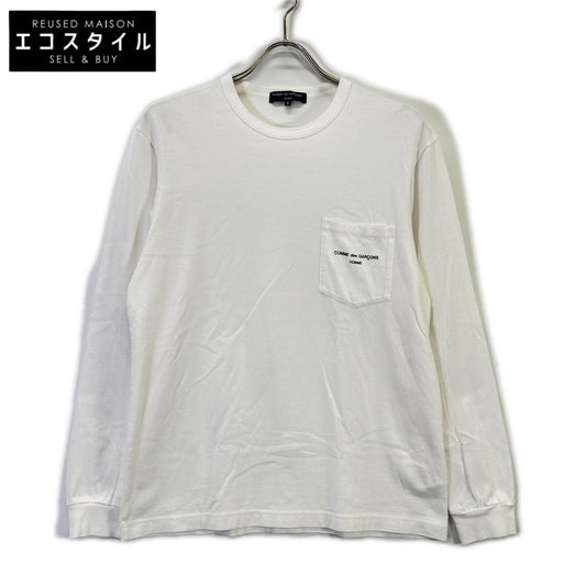 COMMEdesGARCONS HOMME コムデギャルソンオム HI-T010 22SS ホワイト ロゴプリントワンポケットLSカットソー トップス