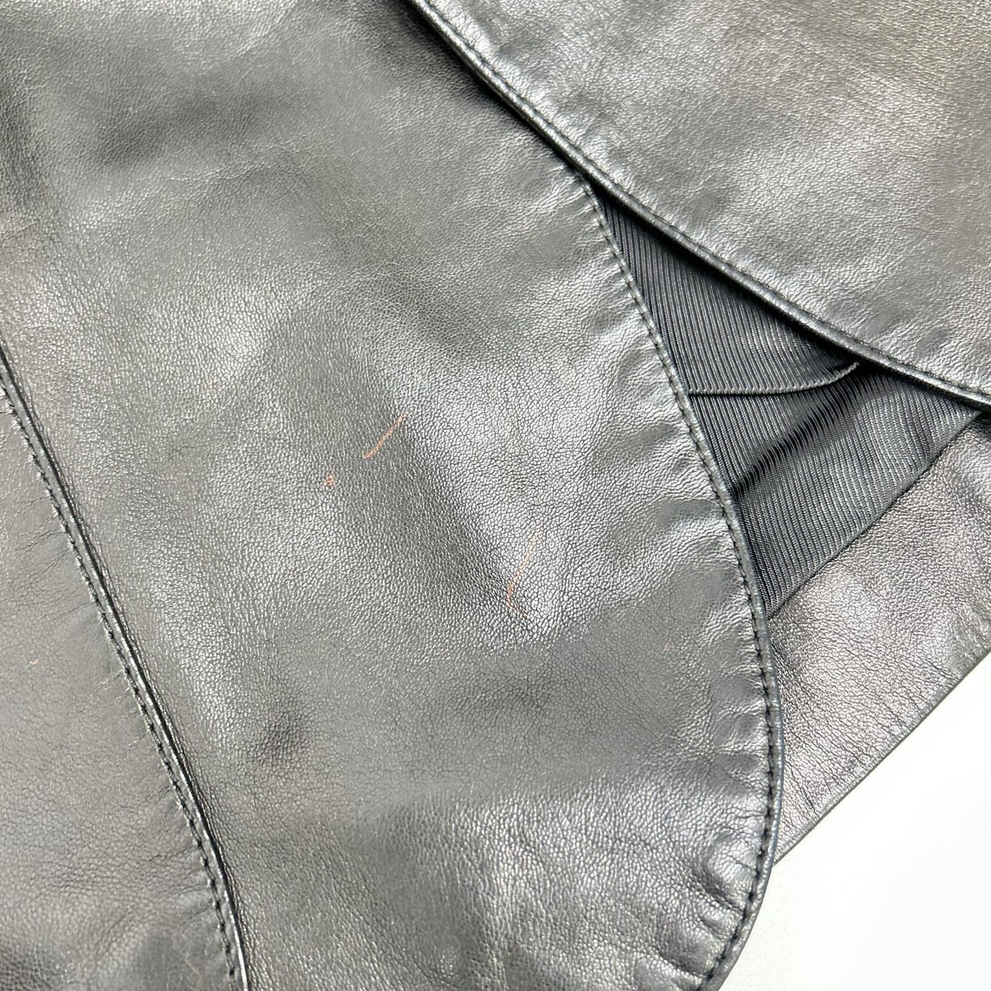 PRADA 普拉达 黑色 皮革 中开衩 双扣 西装夹克 外套