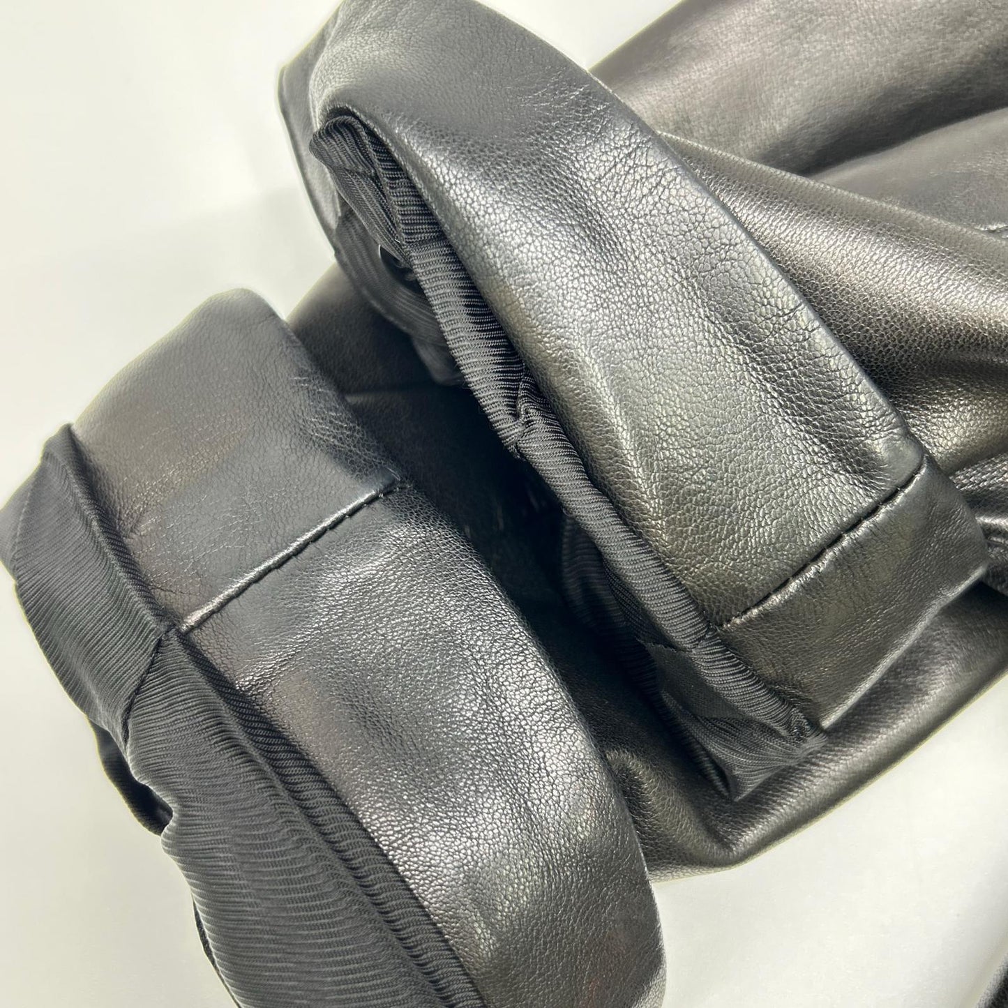 PRADA 普拉达 黑色 皮革 中开衩 双扣 西装夹克 外套
