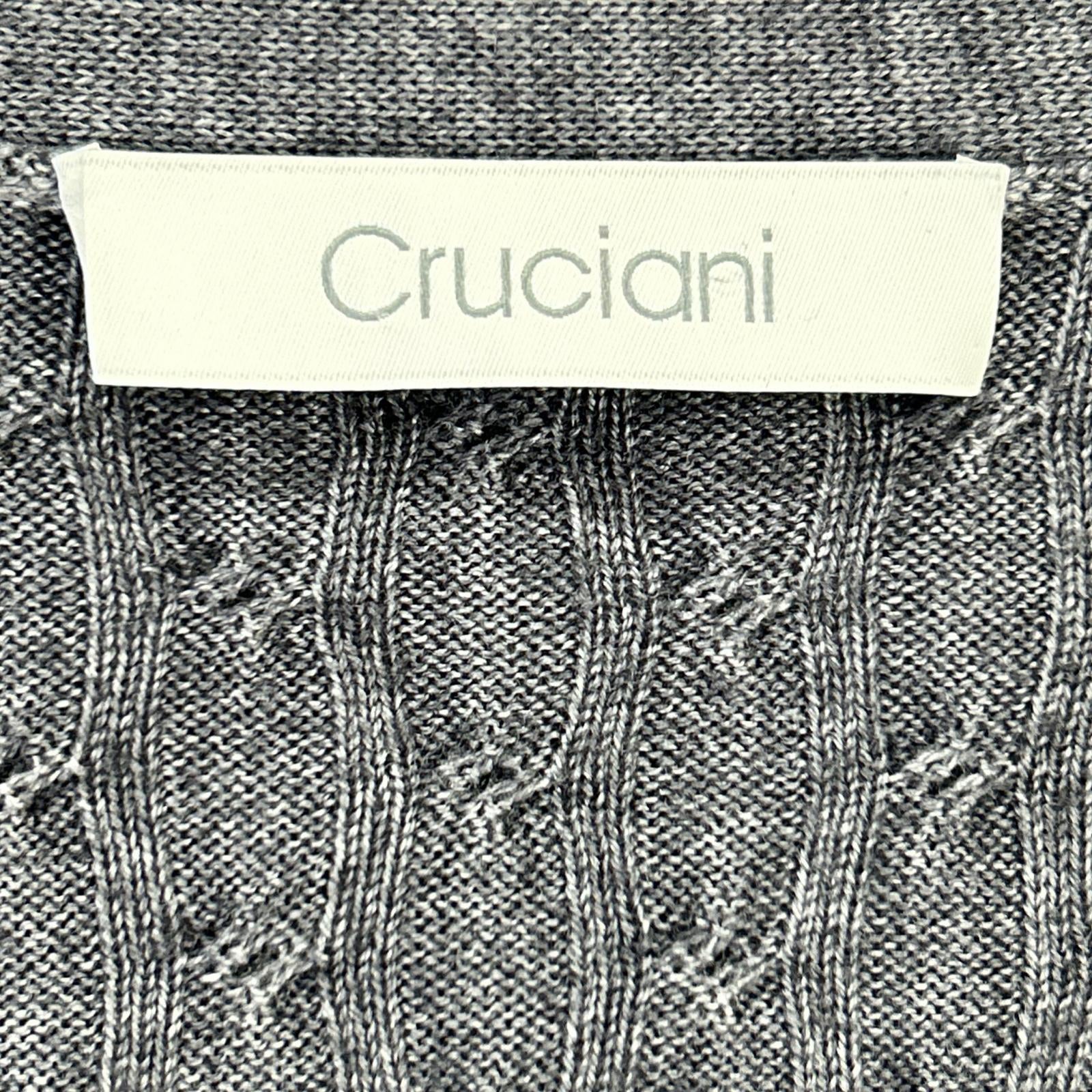 Cruciani 克鲁恰尼 20FW-U34 灰色 成衣染色 羊毛粗针麻花开衫 上衣